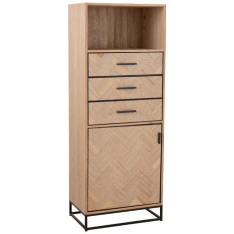 Chiffonnier 3 Tiroirs "Miraza" 158cm Naturel & Noir (1/5)