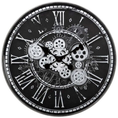 Horloge Murale Vintage "Izia" 50cm Noir & Blanc (1/5)