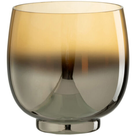 Photophore Rond Déco "Verre Fumé" 14cm Argent (1/3)