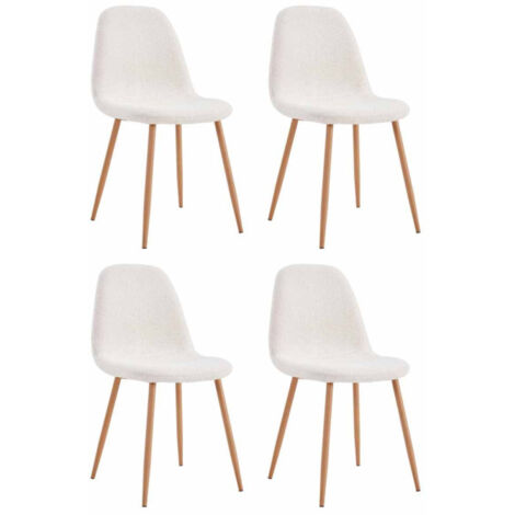 Paris Prix – Lot de 4 chaises scandinaves Freya 86cm – Structure en bois et métal – Assise en polyester rembourrée – Couleur blanche (1/5)