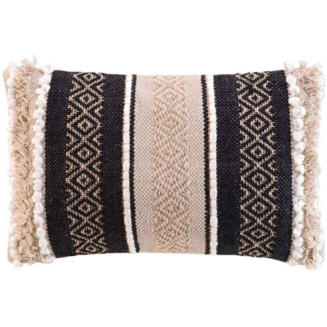 Coussin Déco "Mirage" 30x50cm Naturel & Noir
