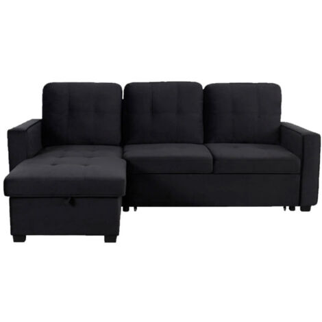 Canapé d'Angle Convertible "Rabano" 230cm Noir (1/5)