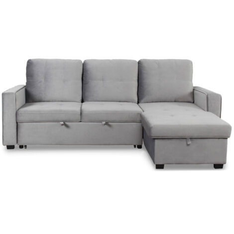 Canapé d'Angle Convertible "Rabano" 230cm Argent (1/5)
