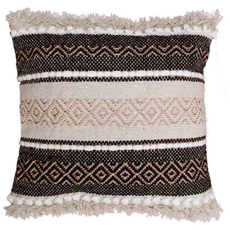 Coussin Déco "Mirage" 40x40cm Naturel & Noir (1/4)