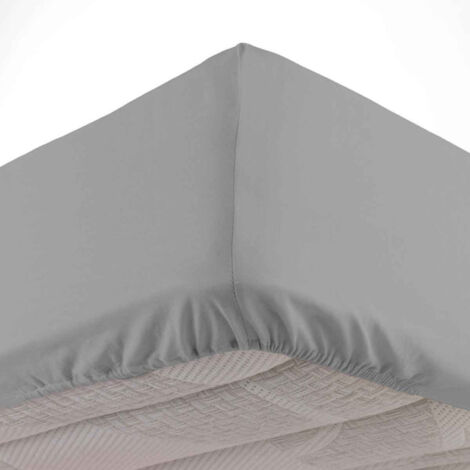 Drap Housse en Coton "Biolina" 160x200cm Gris (1/4)