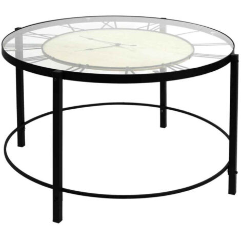 Table Basse Design "Horloge" 90cm Noir (1/5)