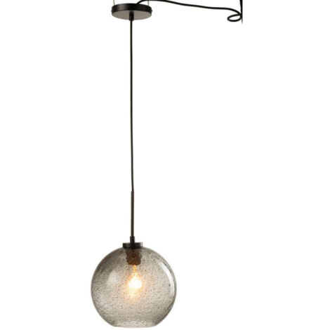 Lampe Suspension en Verre "Boule Pois" 40cm Gris