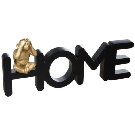 Mot à Poser Déco "Home Singe" 37cm Noir & Or (1/2)