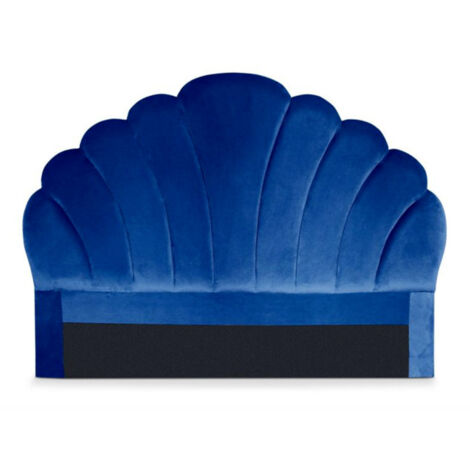 Tête de Lit en Velours "Shelly" 140cm Bleu (1/5)