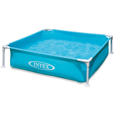 Intex – Piscine tubulaire rectangulaire enfant 122cm – Structure métal et liner PVC – Montage facile avec système de clips – Couleur bleue