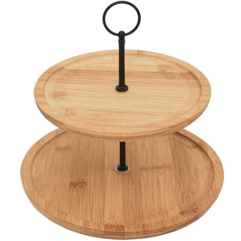 Présentoir Serviteur 2 Étages "Bambou" 25cm Naturel (1/4)