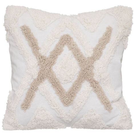 Housse de Coussin "Tufté" 40x40cm Ivoire & Lin