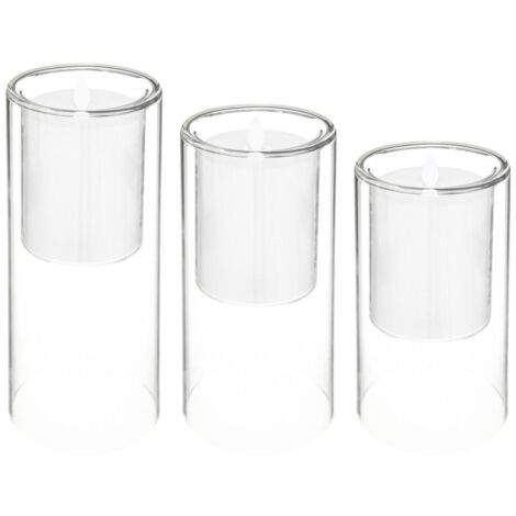 Lot de 3 Bougies Led "Double Verre" 25cm Transparent (1/4)