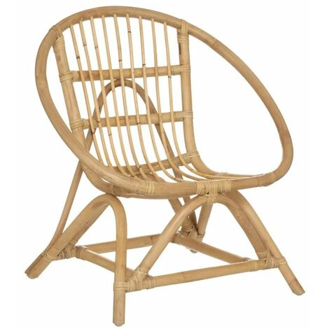 Atmosphera – Fauteuil relax en rotin naturel 58cm – Assise confortable H. 28cm – Design élégant pour intérieur – Poids léger 1,85kg