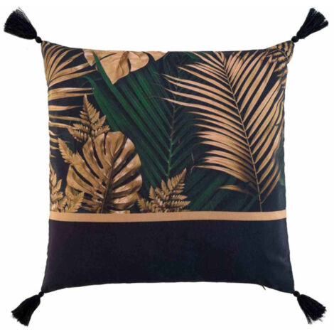 Coussin Déco Imprimé "Folidor" 45x45cm Noir & Or (1/5)