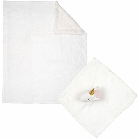 Paris Prix - Peluche & Plaid Bébé licorne 75x100cm Blanc (1/5)