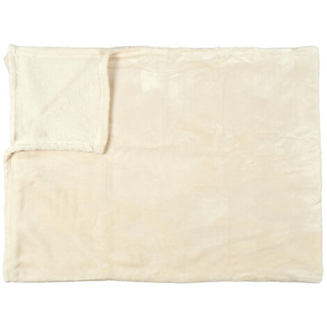 Plaid Flanelle "Cocooning" 125x150cm Beige (1/4)
