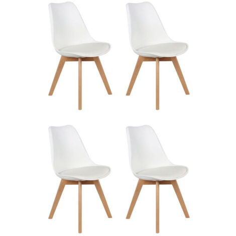 Lot de 4 Chaises Scandinave "Coquil" 81cm Blanc (1/5)