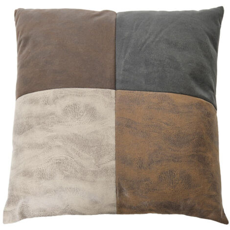 Coussin Déco "Patchwork" 40x40cm Marron & Beige (1/5)