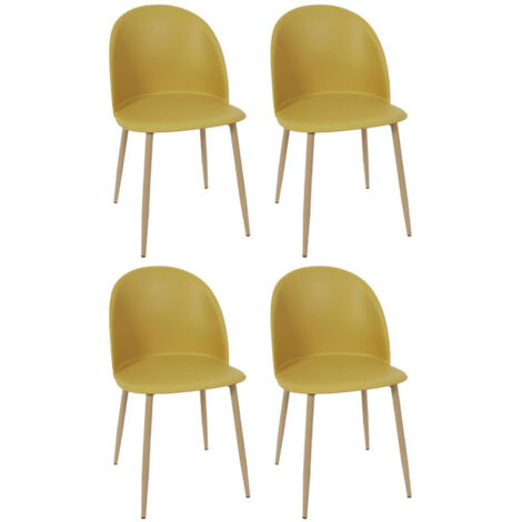 Lot de 4 Chaises Scandinave "Bergen" 81cm Moutarde