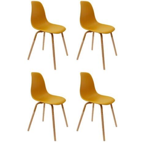 Lot de 4 Chaises Scandinaves "Phénix" 81cm Moutarde (1/5)