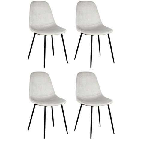 Lot de 4 Chaises Velours "Giulia" 85cm Gris Clair