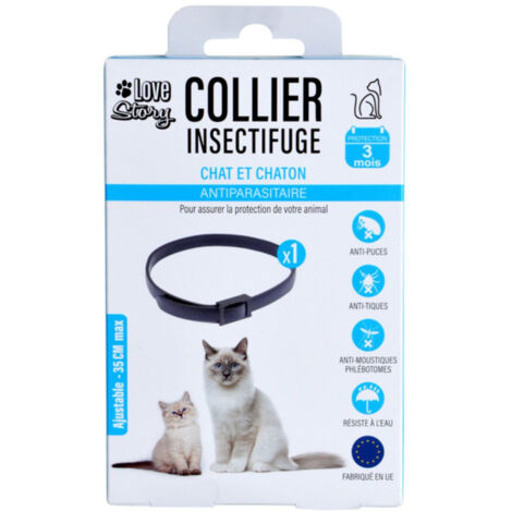 Collier Insectifuge pour Chat "3 Mois" 35cm Noir