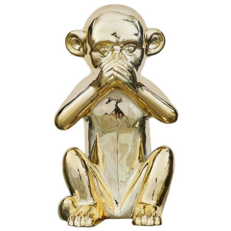 Statuette Déco en Céramique "Singe Assis" 28cm Or (1/5)