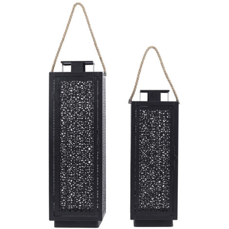 Lot de 2 Lanternes Déco "Ajouré" 59cm Noir (1/5)