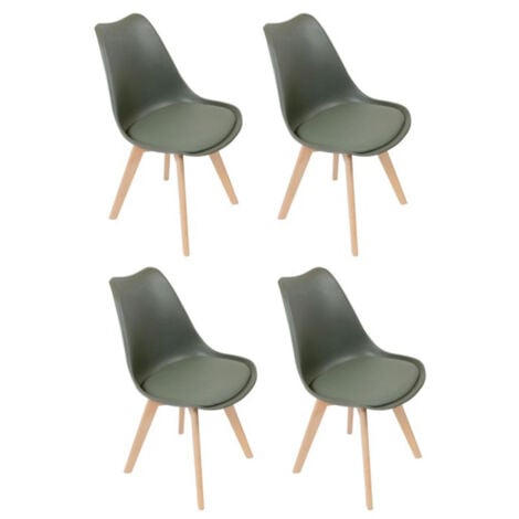Lot de 4 Chaises Scandinave "Skansen" 81cm Kaki