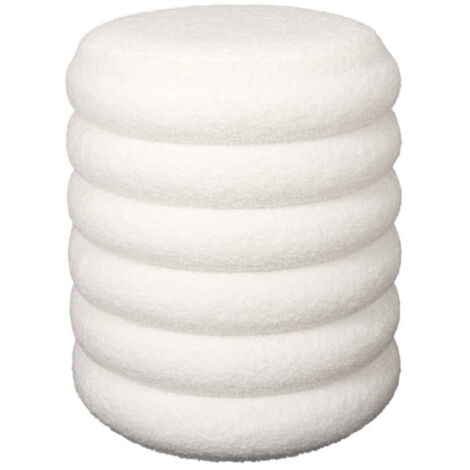 Paris Prix – Pouf de rangement rond 43cm en bois et polyester – Toucher doux – Style scandinave – Coffre blanc pour intérieur moderne (1/5)