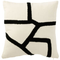 Coussin Déco "Ligne" 43x43cm Blanc & Noir