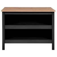 Paris Prix – Ilot de cuisine Melina 124cm – Noir & chêne – Panneaux de particules & MDF – Dimensions L. 124 x l. 75 x H. 91,5 cm