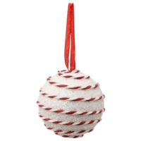 Paris Prix - Boule De Noël Pailleté cordon 8cm Blanc