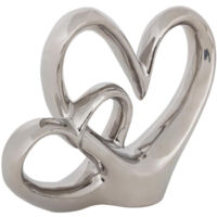 Double Cœur Déco en Dolomite "Safina" 21cm Argent