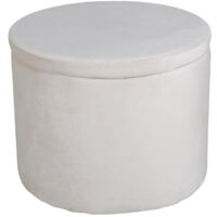 Pouf Coffre en Velours "Dunken" 51cm Beige