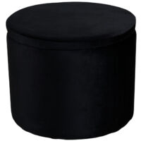 Pouf Coffre en Velours "Dunken" 51cm Noir