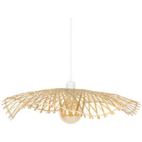 Atmosphera – Lampe suspension en bambou 58cm – Abat-jour naturel – Douille E27 – Hauteur ajustable – Câble 80cm