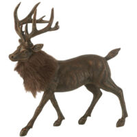 Statuette Déco Cerf "Imitation Fourrure" 24cm Marron