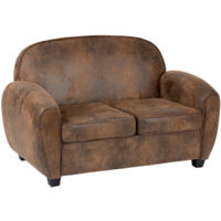 Atmosphera – Canapé droit 2 places vintage 133cm – Revêtement polyester – Rembourrage mousse – Dimensions assise L. 95 x l. 51 x H. 43 cm – Couleur marron