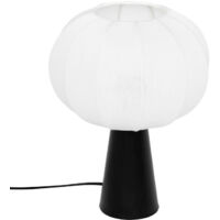 Lampe à Poser en Coton "Tobie" 33cm Blanc & Noir