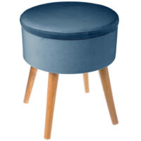 Tabouret Coffre Scandinave "Tess" 44cm Bleu
