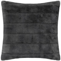 Coussin Imitation Fourrure "Manoir" 45x45cm Gris Foncé
