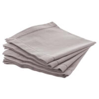 Lot de 4 Serviettes de Table "Chambray" 40x40cm Gris Clair