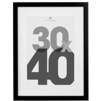 Atmosphera – Cadre photo en bois noir 30x40cm – MDF et verre – Passe-partout inclus – 2 formats de photo adaptables