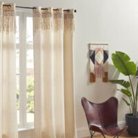 Atmosphera – Rideau macramé 140x260cm – Coton naturel – 8 œillets – Design moderne – Facile d'entretien