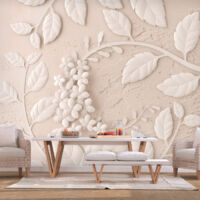 Papier Peint "Paper Flowers Beige" 70 x 100 cm
