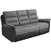 Canapé de Relaxation 3 Places "Katonio" 191cm Gris & Noir