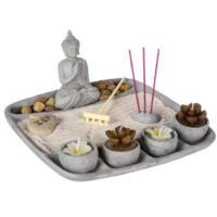 Jardin Zen "Bougies" 24cm Gris