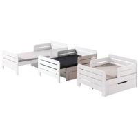 Paris Prix – Lit évolutif 90x200cm blanc – Bois – Sommier inclus – Convient à matelas 90x140-200cm – Poids supporté jusqu'à 80kg